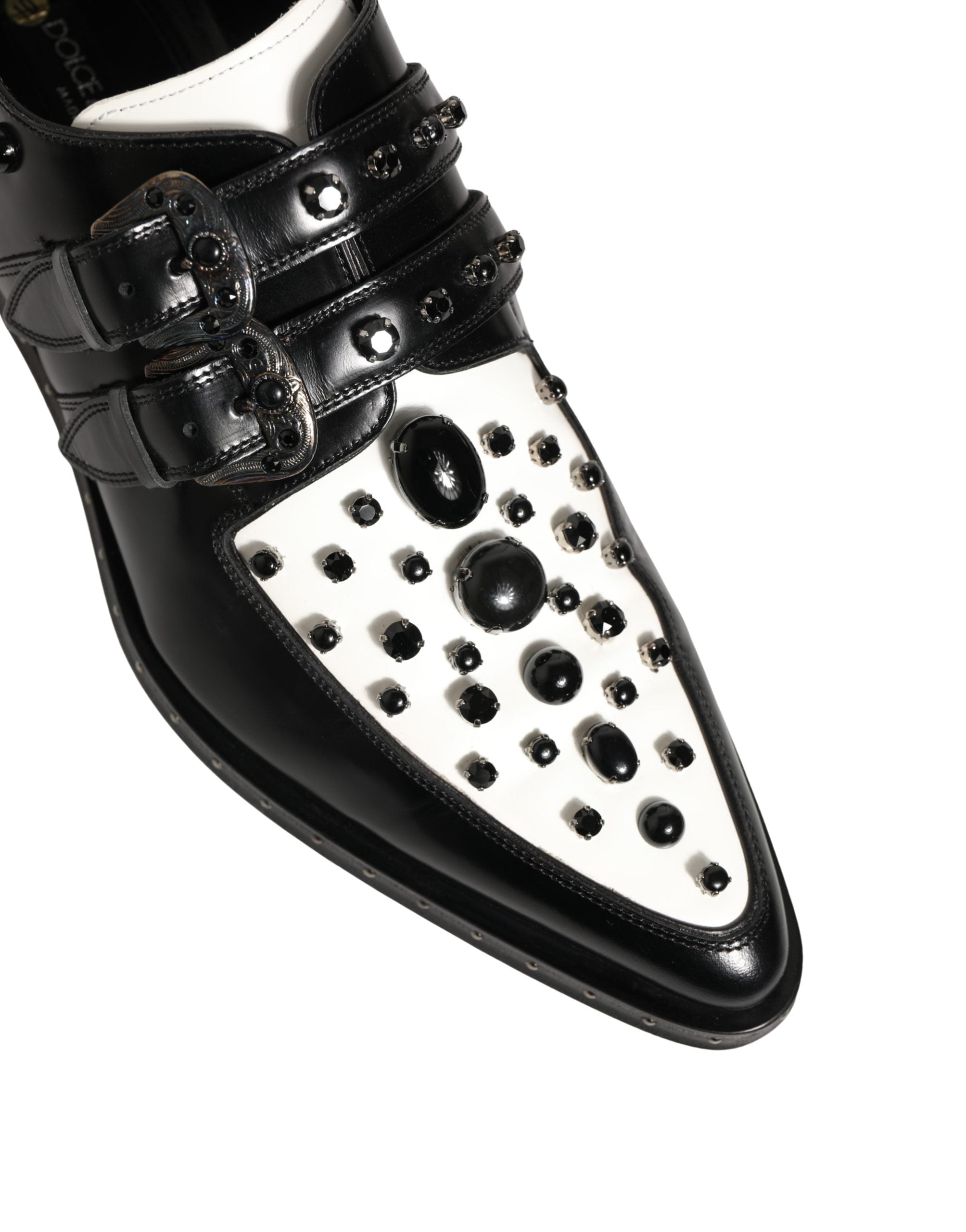 Dolce & Gabbana Black Embellished Derby Monk Strap Men Shoes