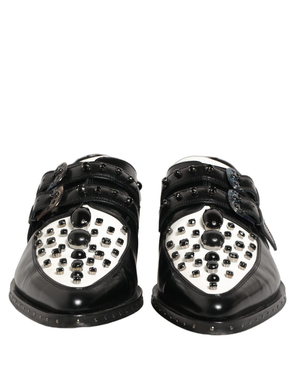 Dolce & Gabbana Black Embellished Derby Monk Strap Men Shoes
