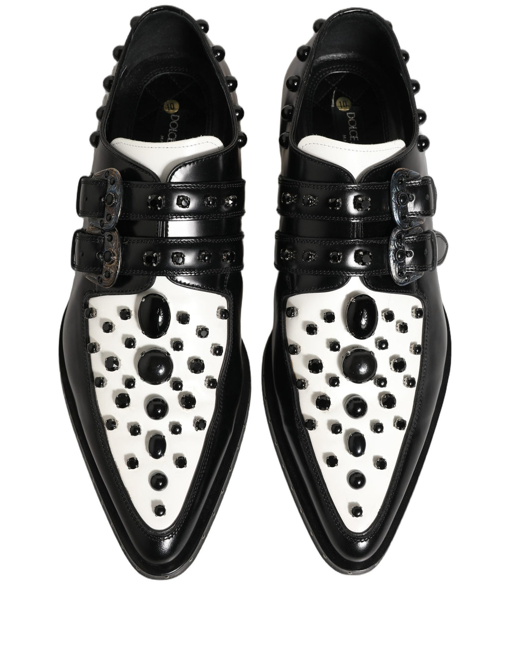 Dolce & Gabbana Black Embellished Derby Monk Strap Men Shoes