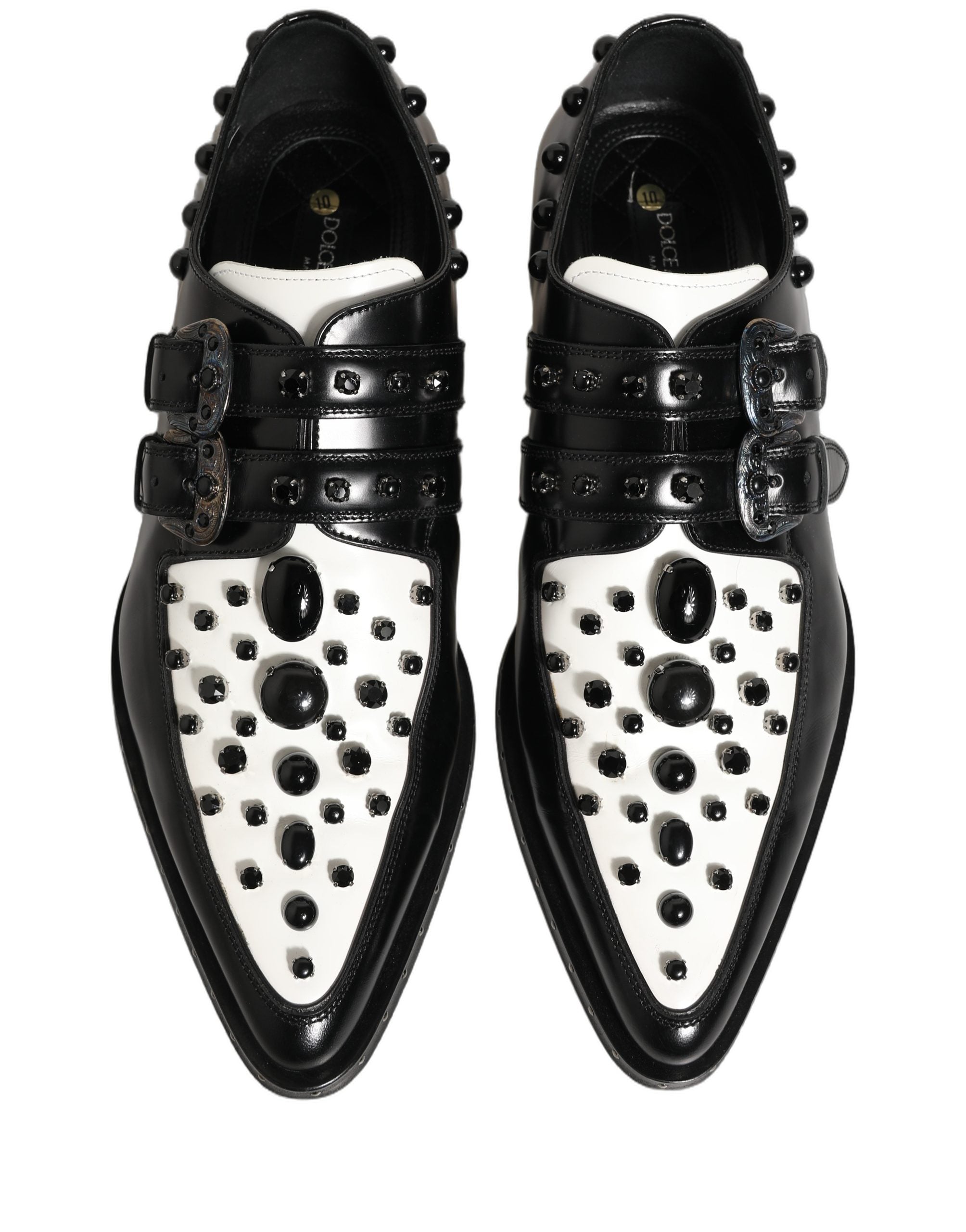 Dolce & Gabbana Black Embellished Derby Monk Strap Men Shoes
