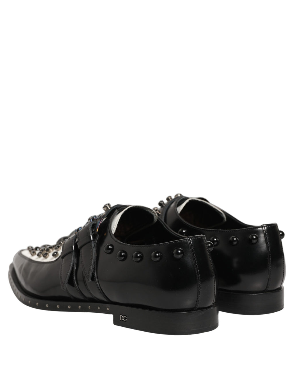 Dolce & Gabbana Black Embellished Derby Monk Strap Men Shoes