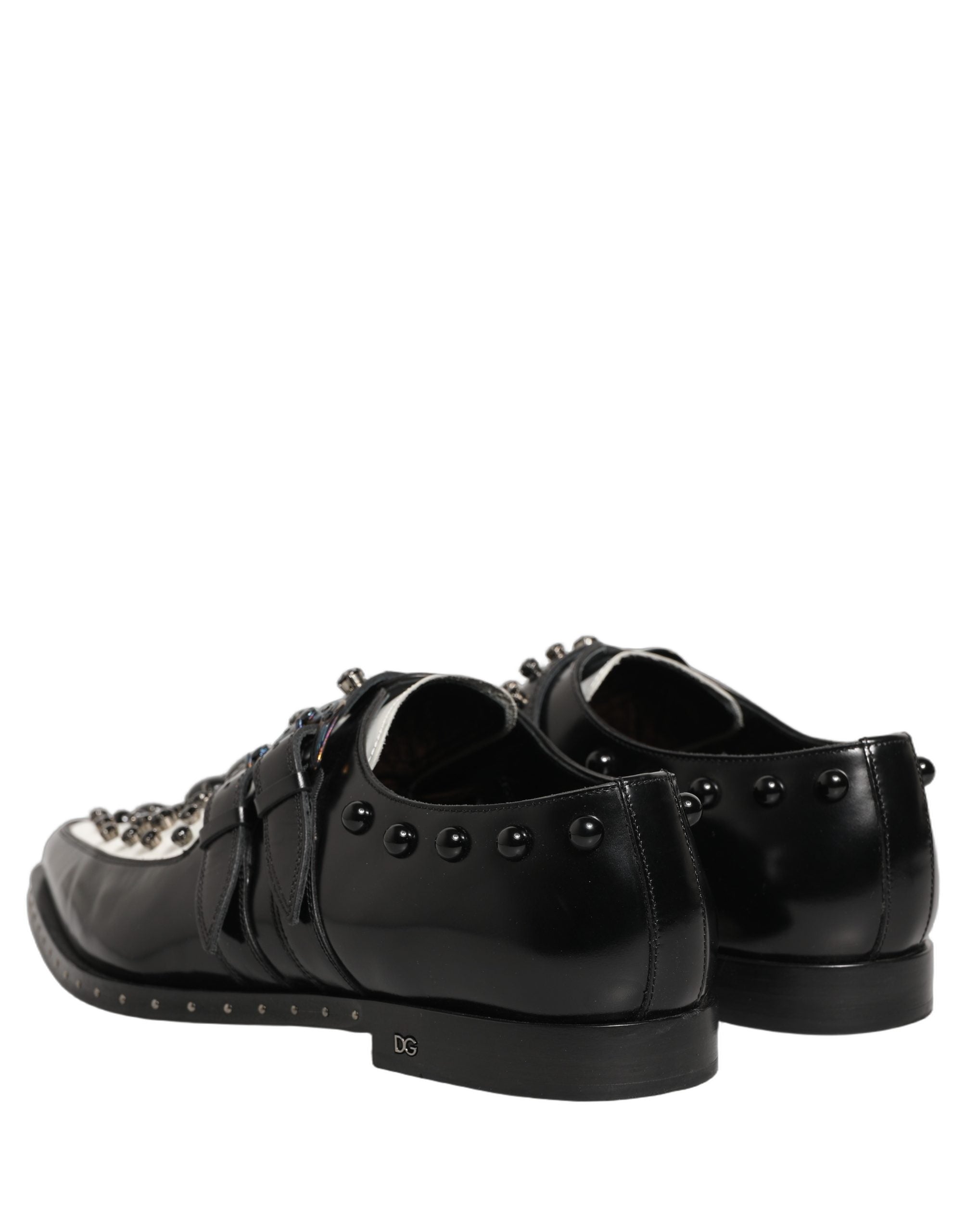 Dolce & Gabbana Black Embellished Derby Monk Strap Men Shoes