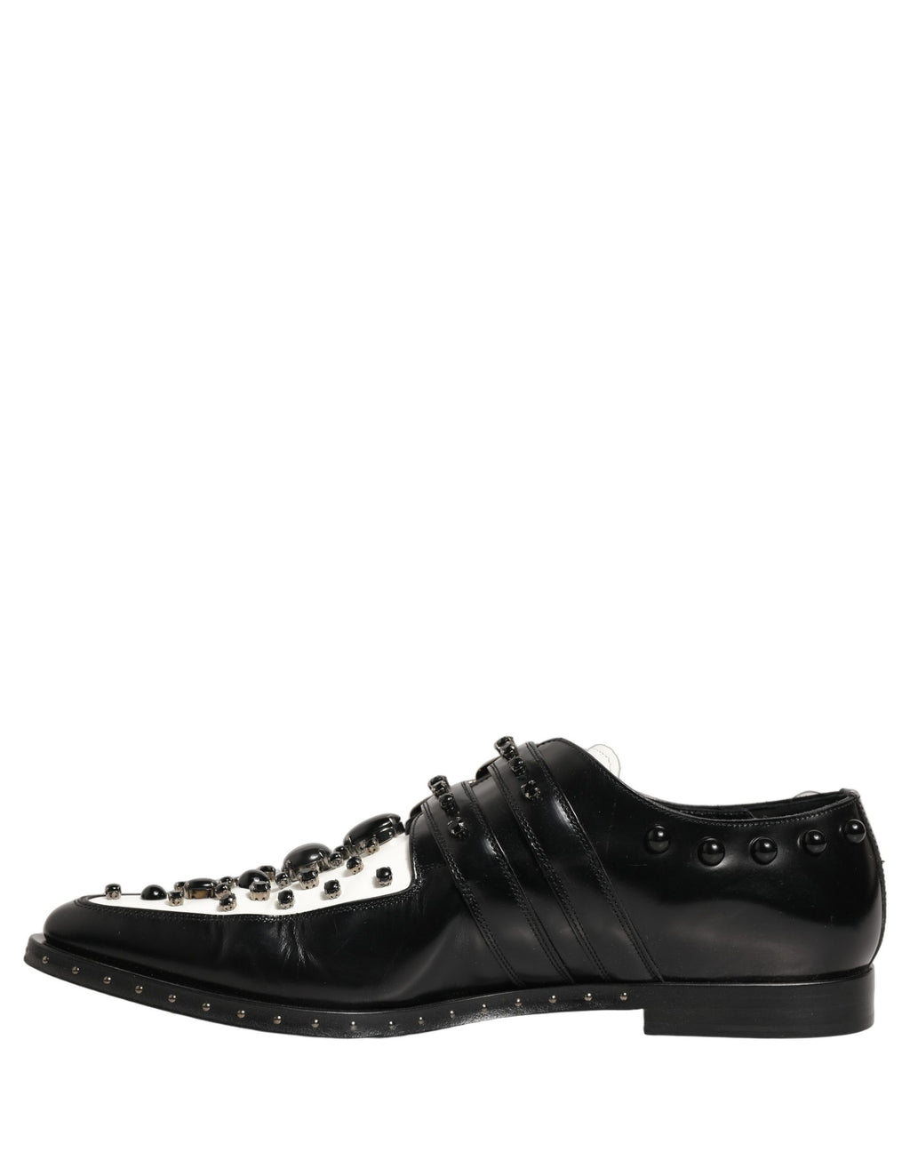 Dolce & Gabbana Black Embellished Derby Monk Strap Men Shoes