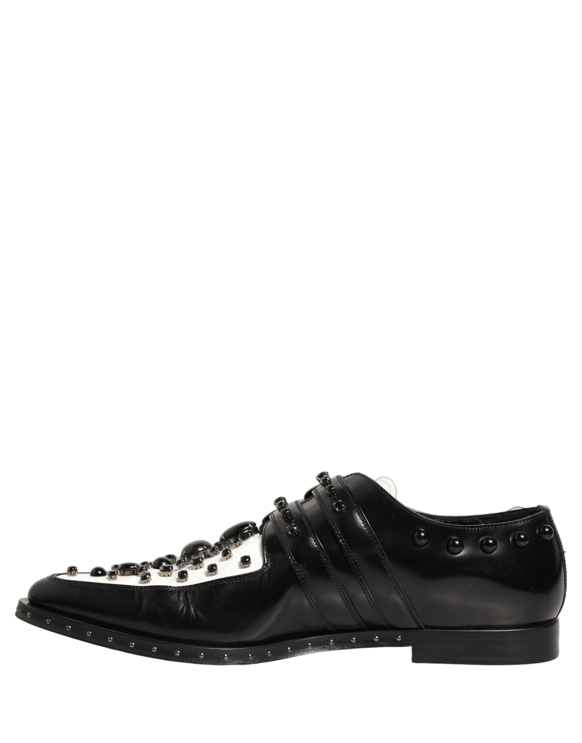 Dolce & Gabbana Black Embellished Derby Monk Strap Men Shoes