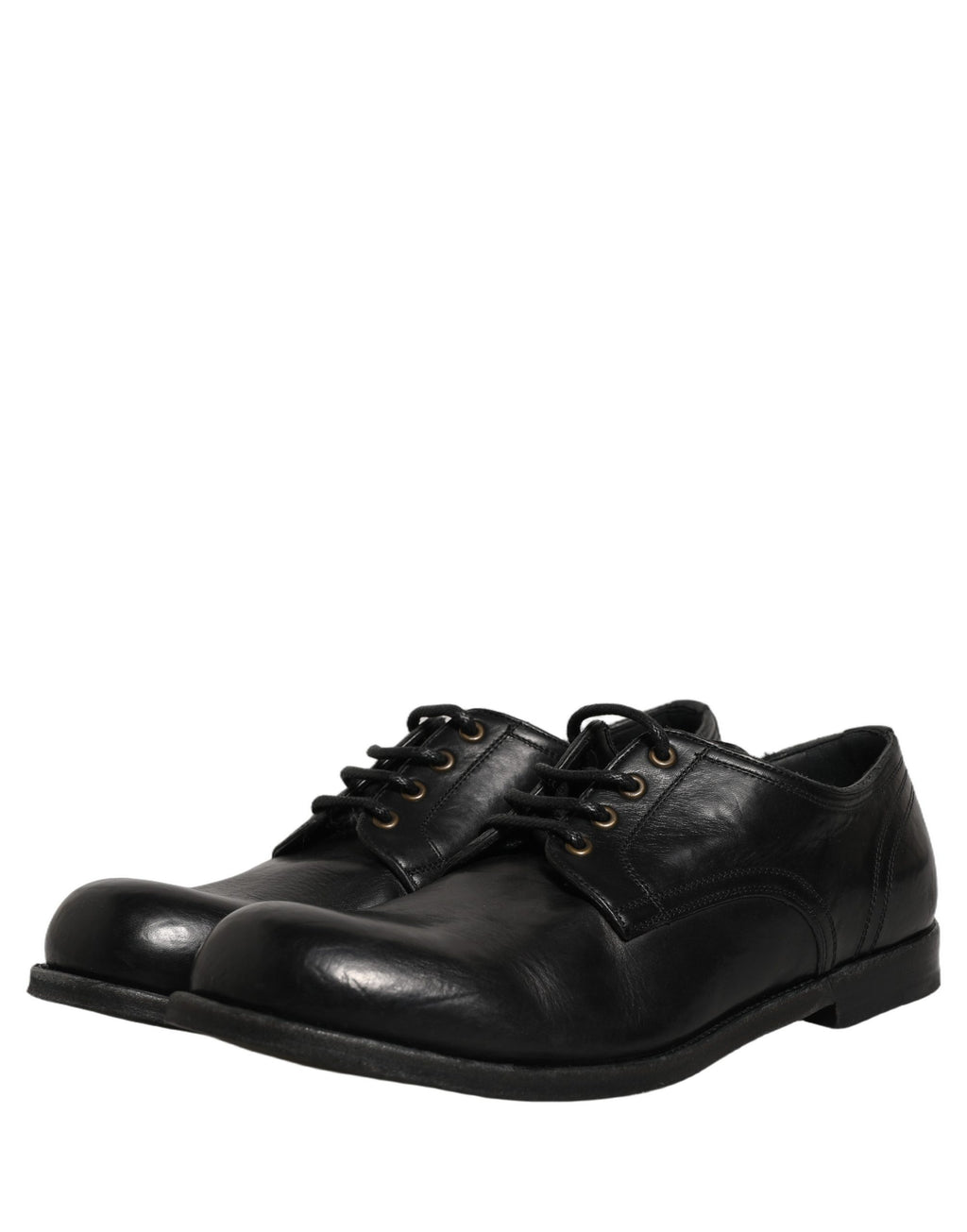 Dolce & Gabbana Black Leather Men Derby Dress Formal Shoes