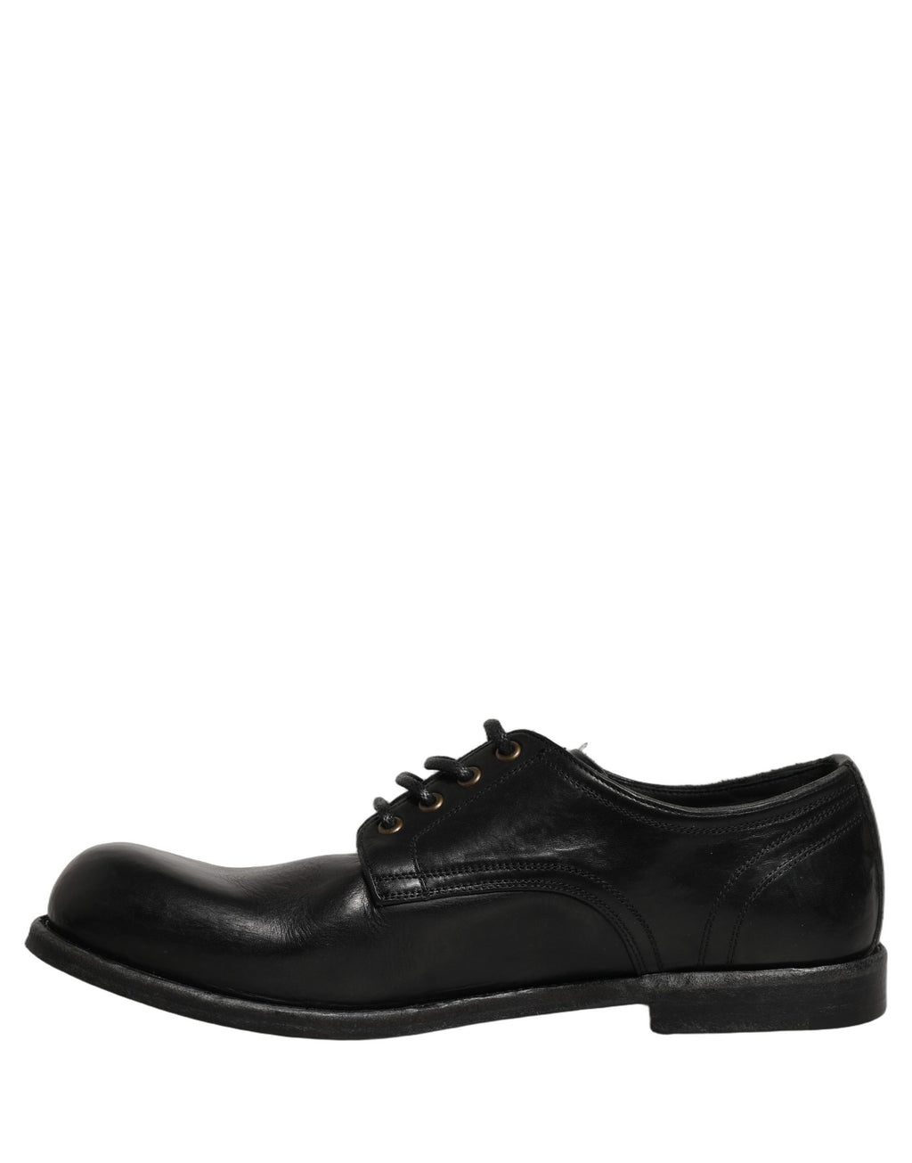 Dolce & Gabbana Black Leather Men Derby Dress Formal Shoes