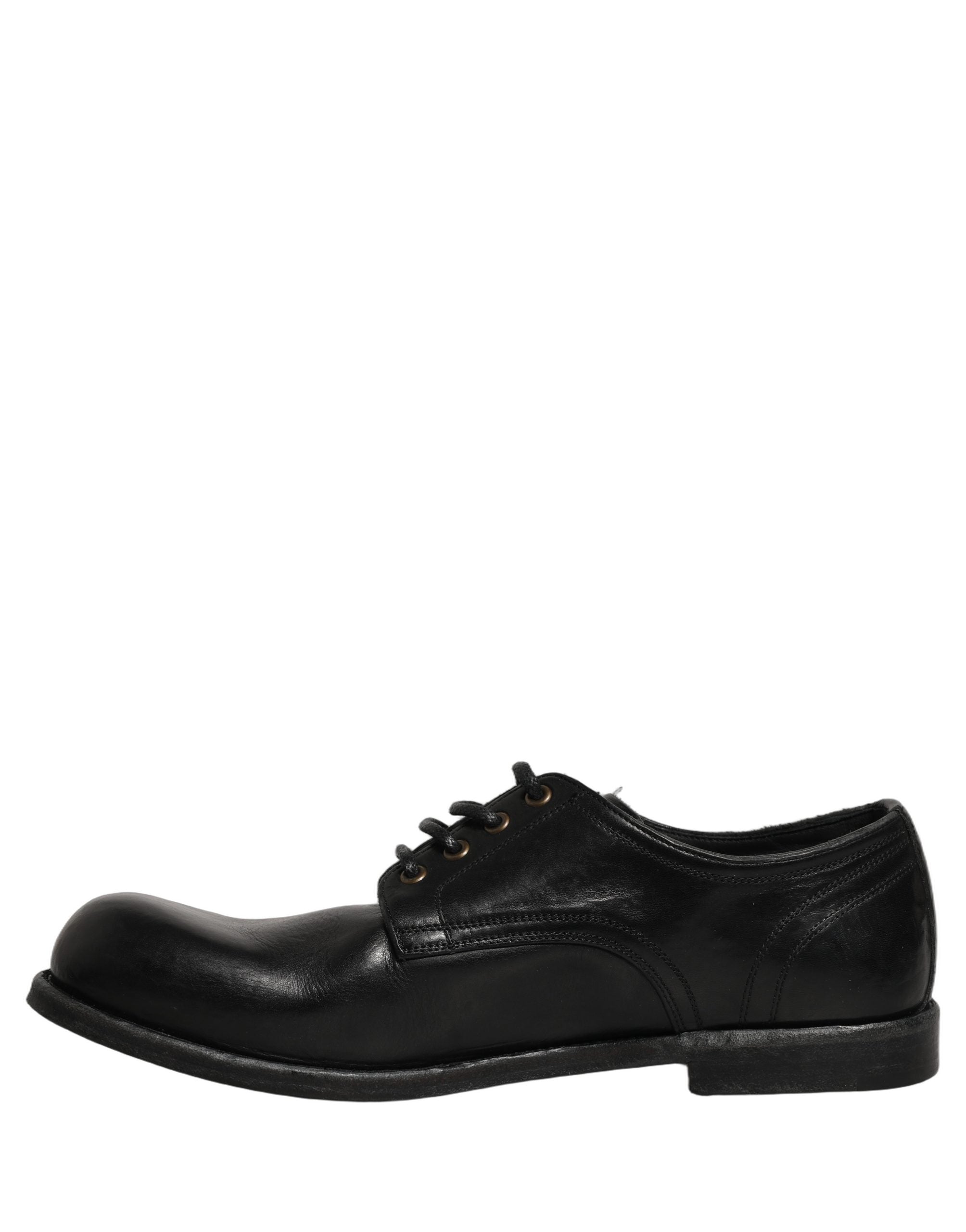 Dolce & Gabbana Black Leather Men Derby Dress Formal Shoes