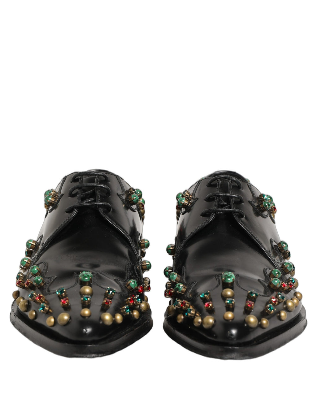 Dolce & Gabbana Black Leather Derby Dress Studded Formal Shoes