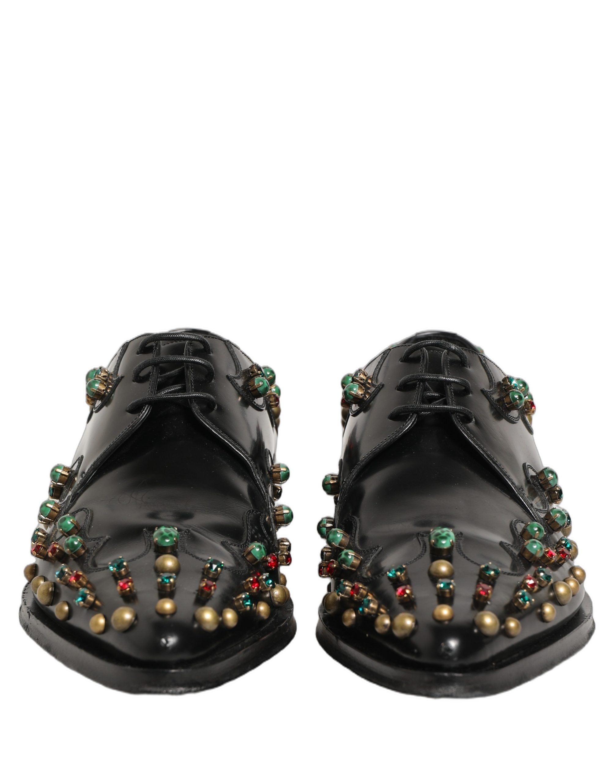 Dolce & Gabbana Black Leather Derby Dress Studded Formal Shoes