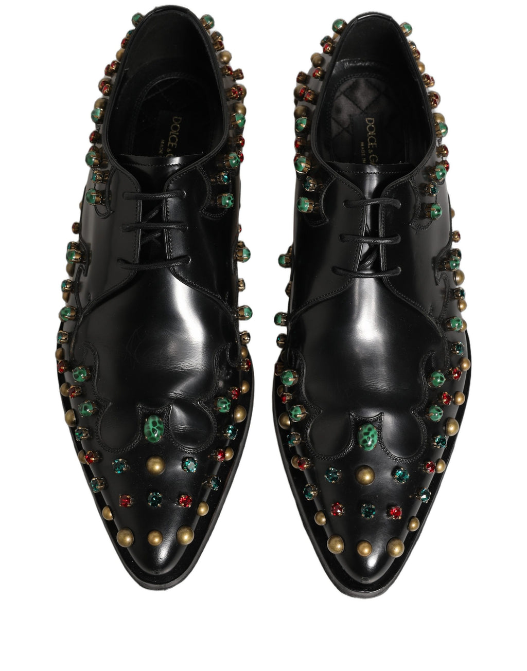Dolce & Gabbana Black Leather Derby Dress Studded Formal Shoes