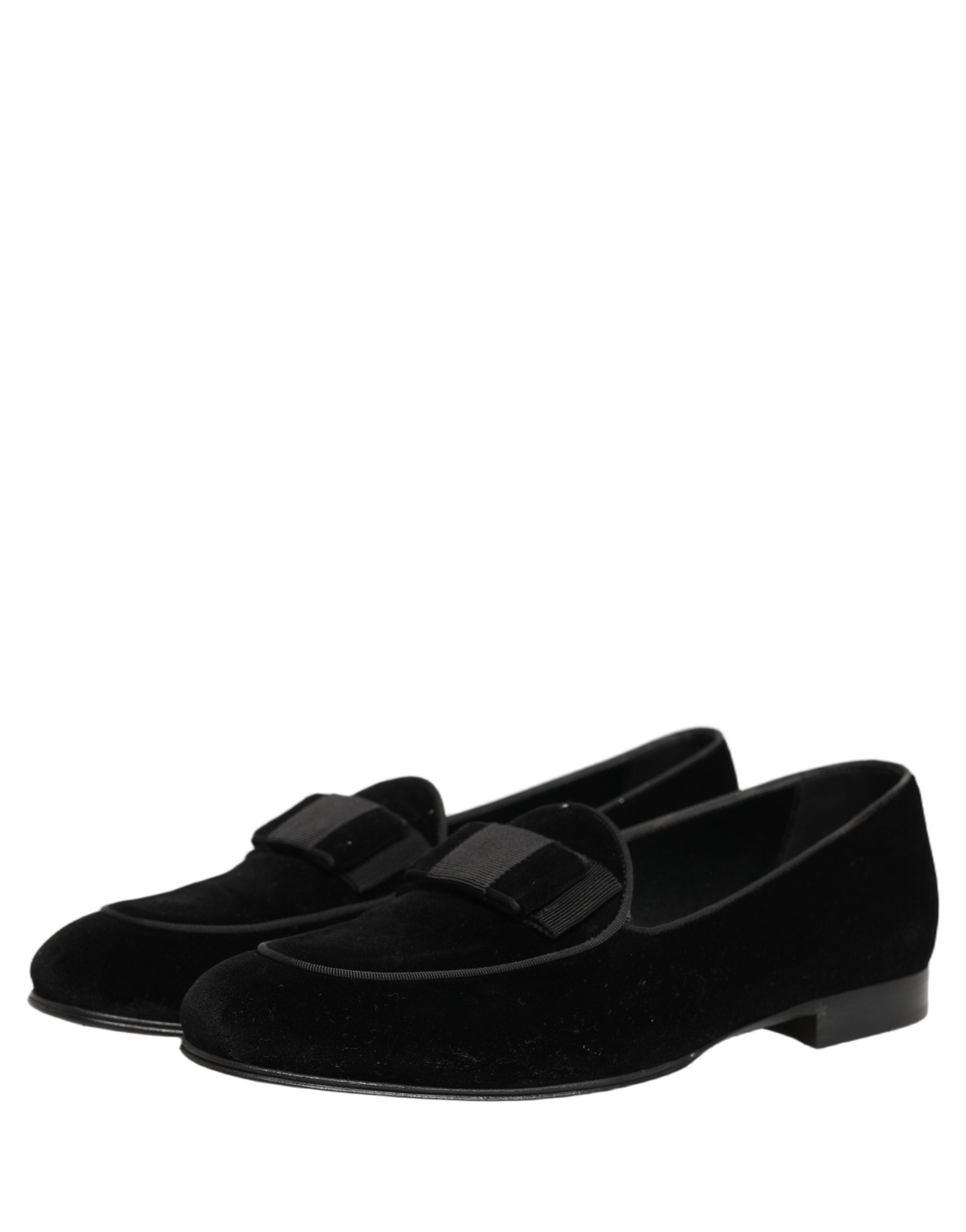 Dolce & Gabbana Black Velvet Loafers Formal Men Dress Shoes
