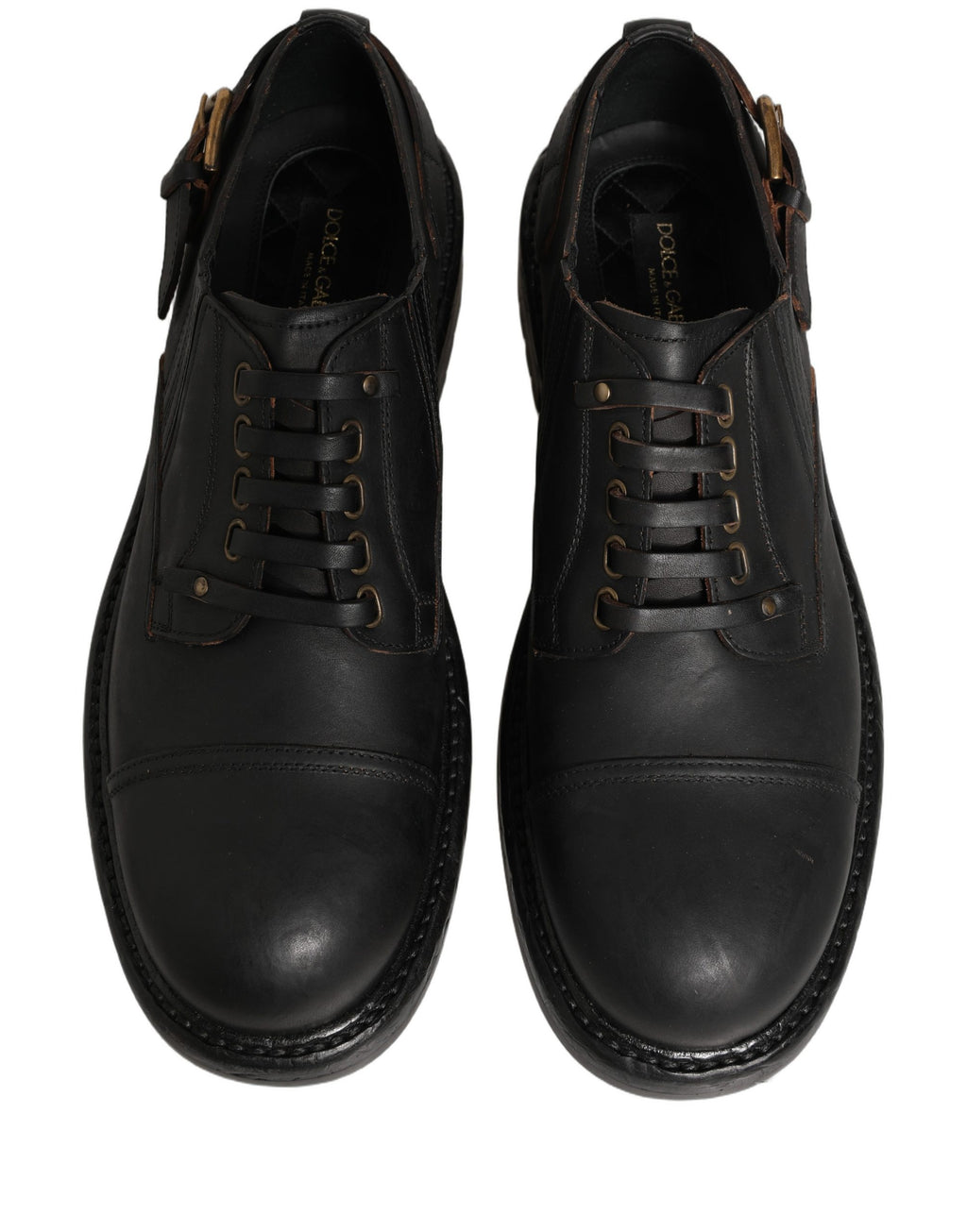 Dolce & Gabbana Dress Black Leather Lace Up Derby Men Shoes