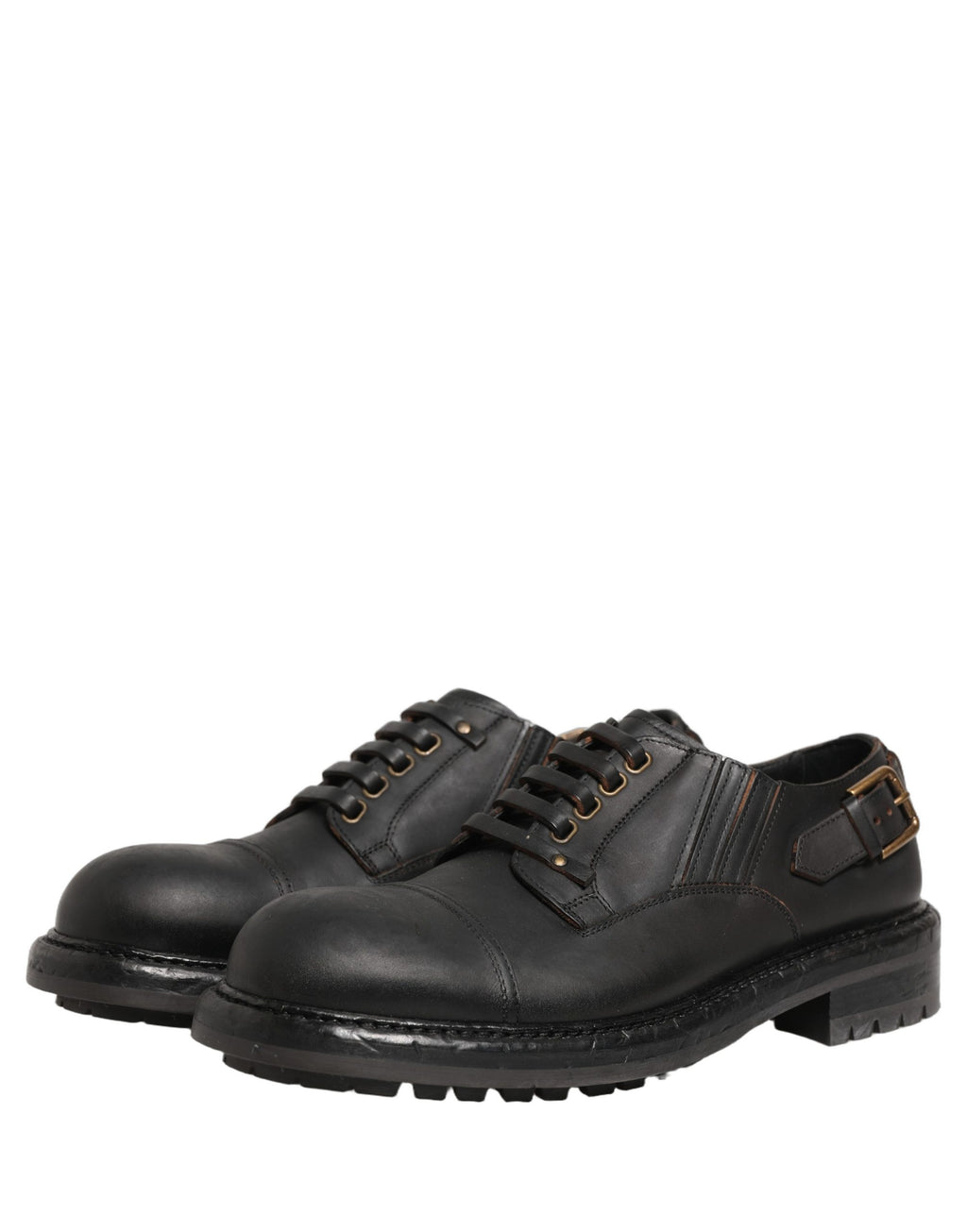 Dolce & Gabbana Dress Black Leather Lace Up Derby Men Shoes