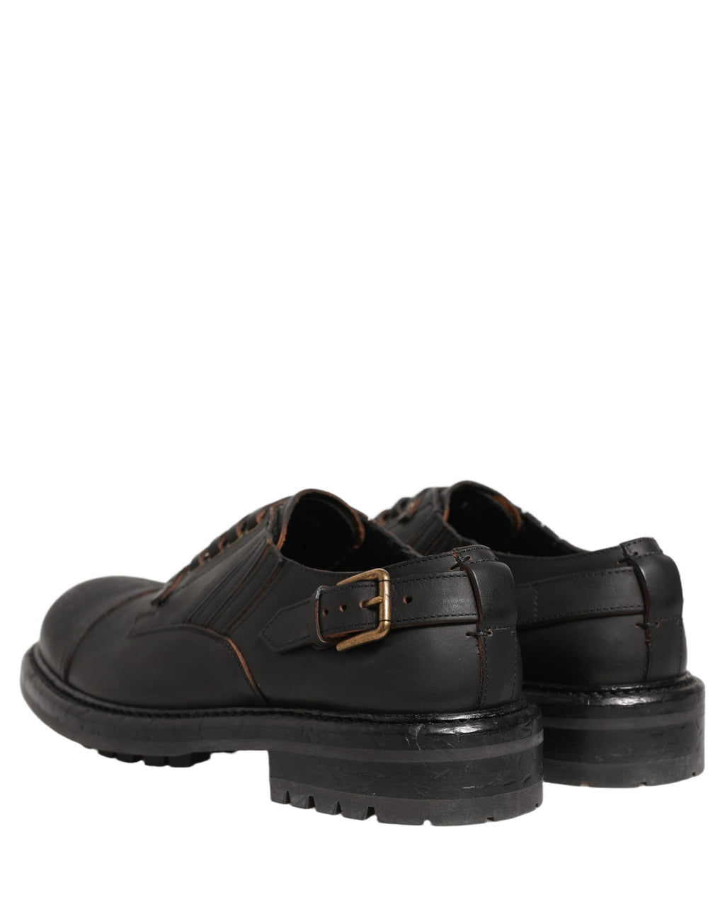 Dolce & Gabbana Dress Black Leather Lace Up Derby Men Shoes