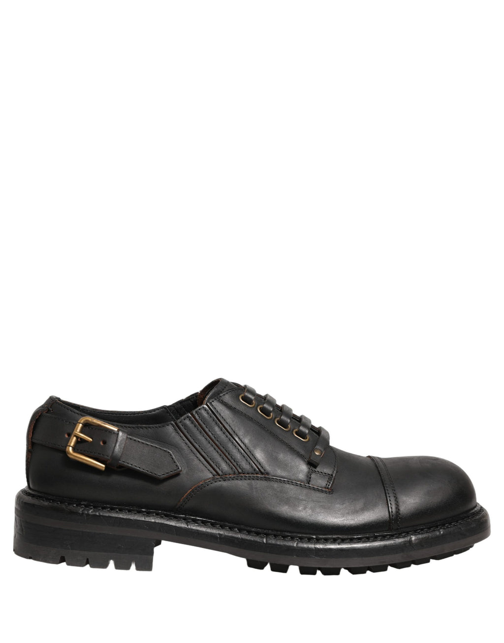 Dolce & Gabbana Dress Black Leather Lace Up Derby Men Shoes