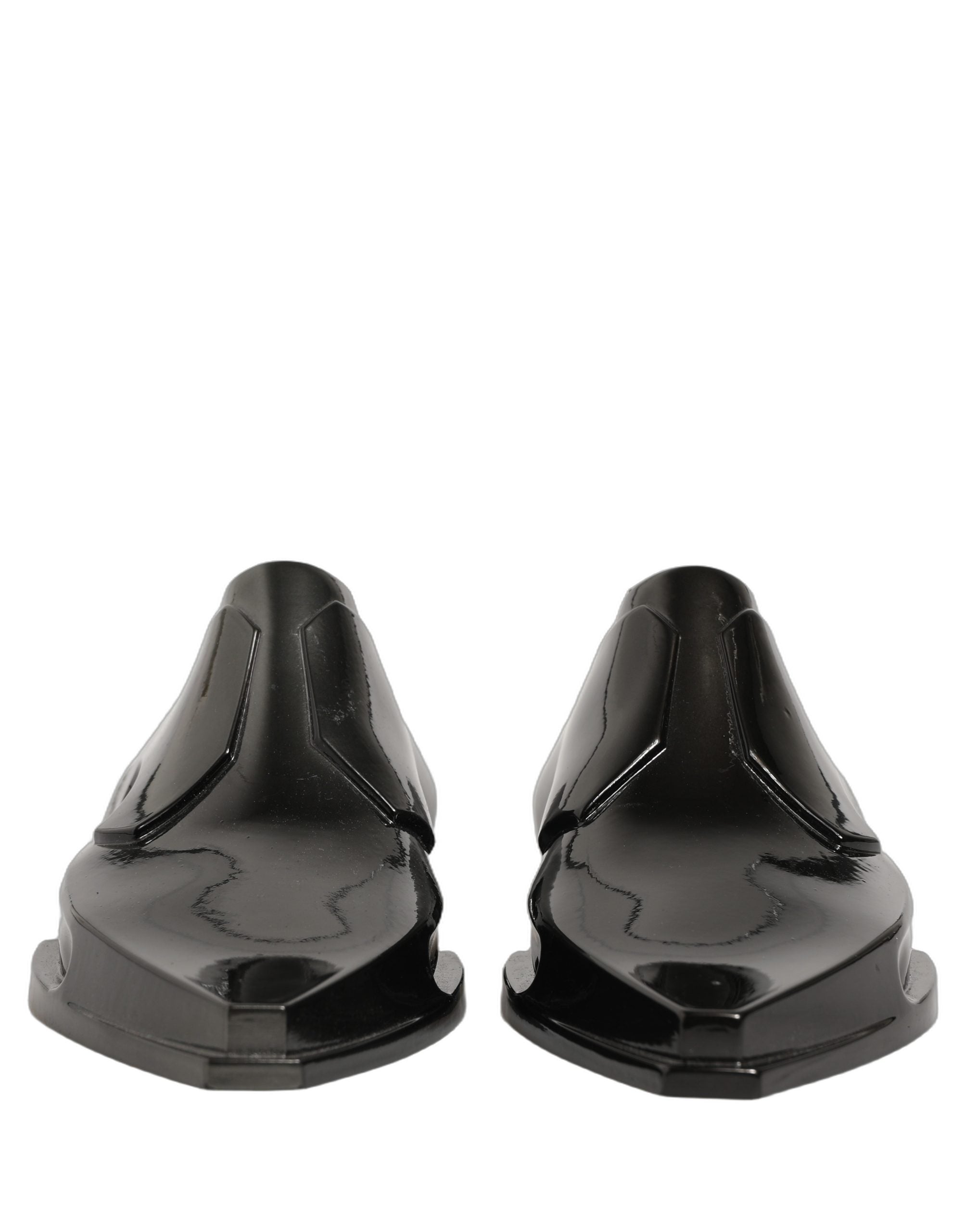 Dolce & Gabbana Dress Shiny Black Slip On Plastic Dress Shoes