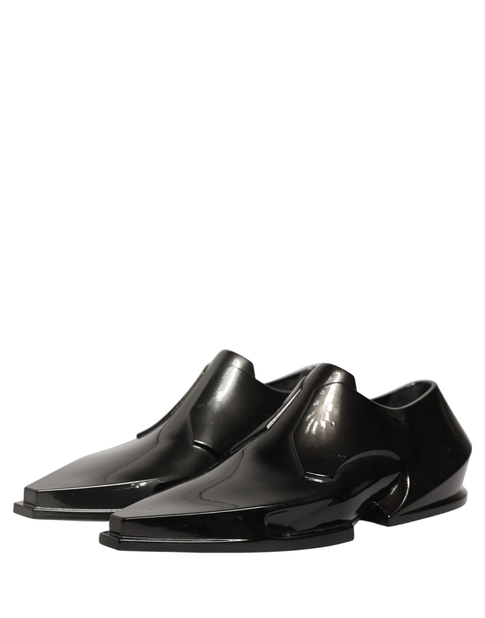 Dolce & Gabbana Dress Shiny Black Slip On Plastic Dress Shoes