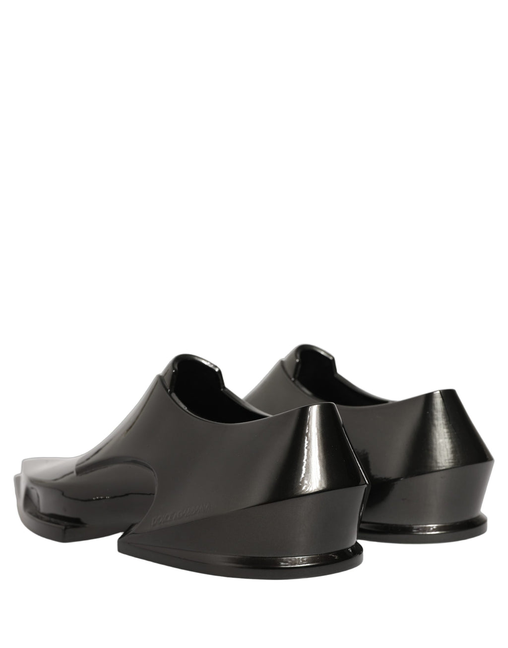 Dolce & Gabbana Dress Shiny Black Slip On Plastic Dress Shoes