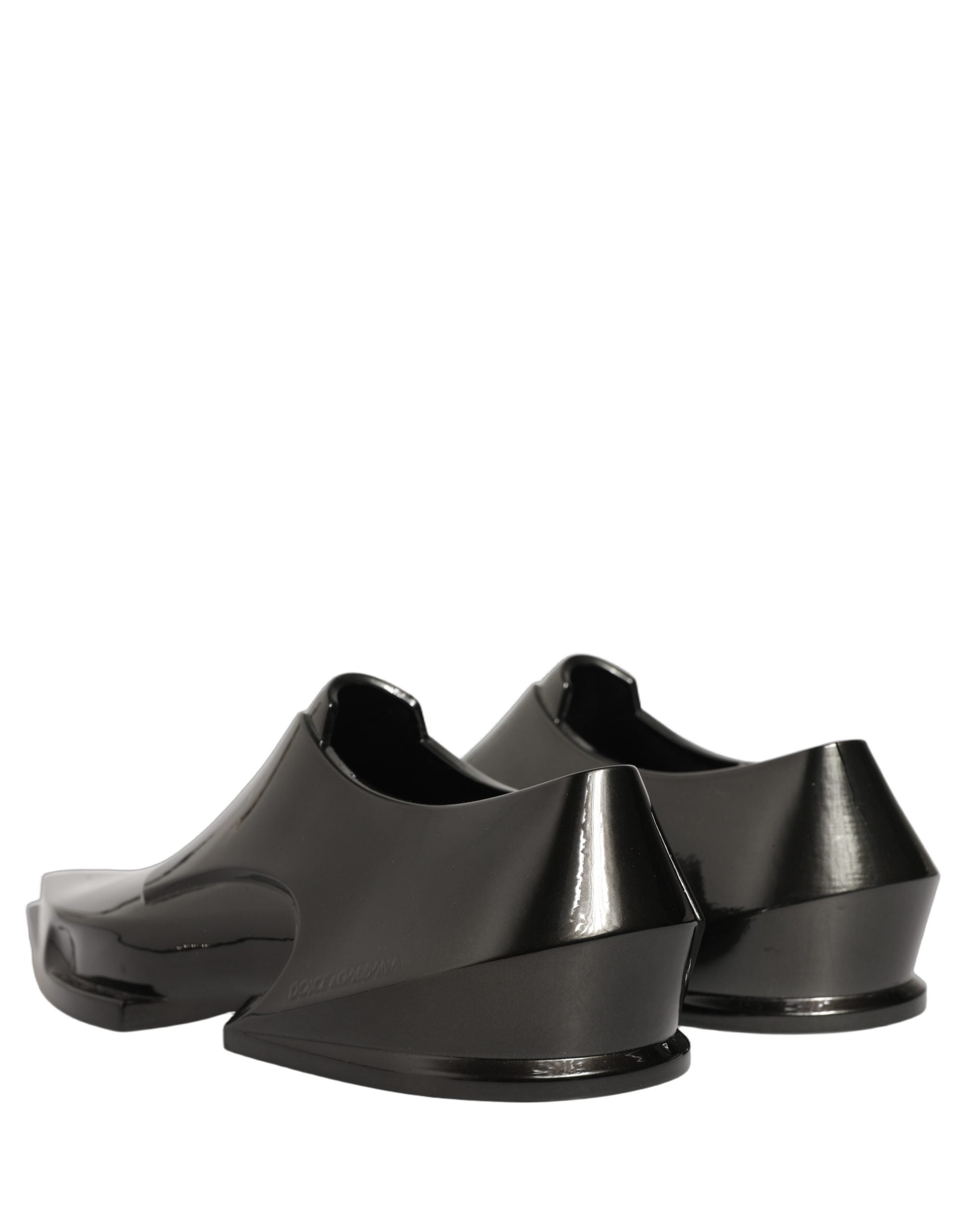 Dolce & Gabbana Dress Shiny Black Slip On Plastic Dress Shoes