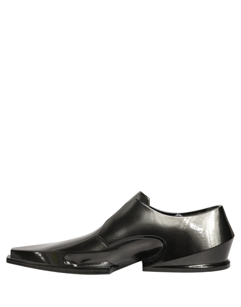 Dolce & Gabbana Dress Shiny Black Slip On Plastic Dress Shoes