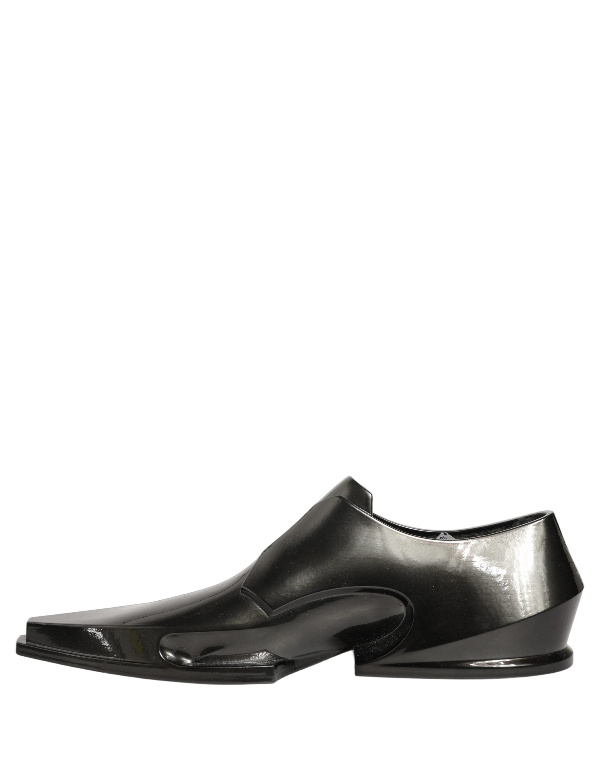 Dolce & Gabbana Dress Shiny Black Slip On Plastic Dress Shoes