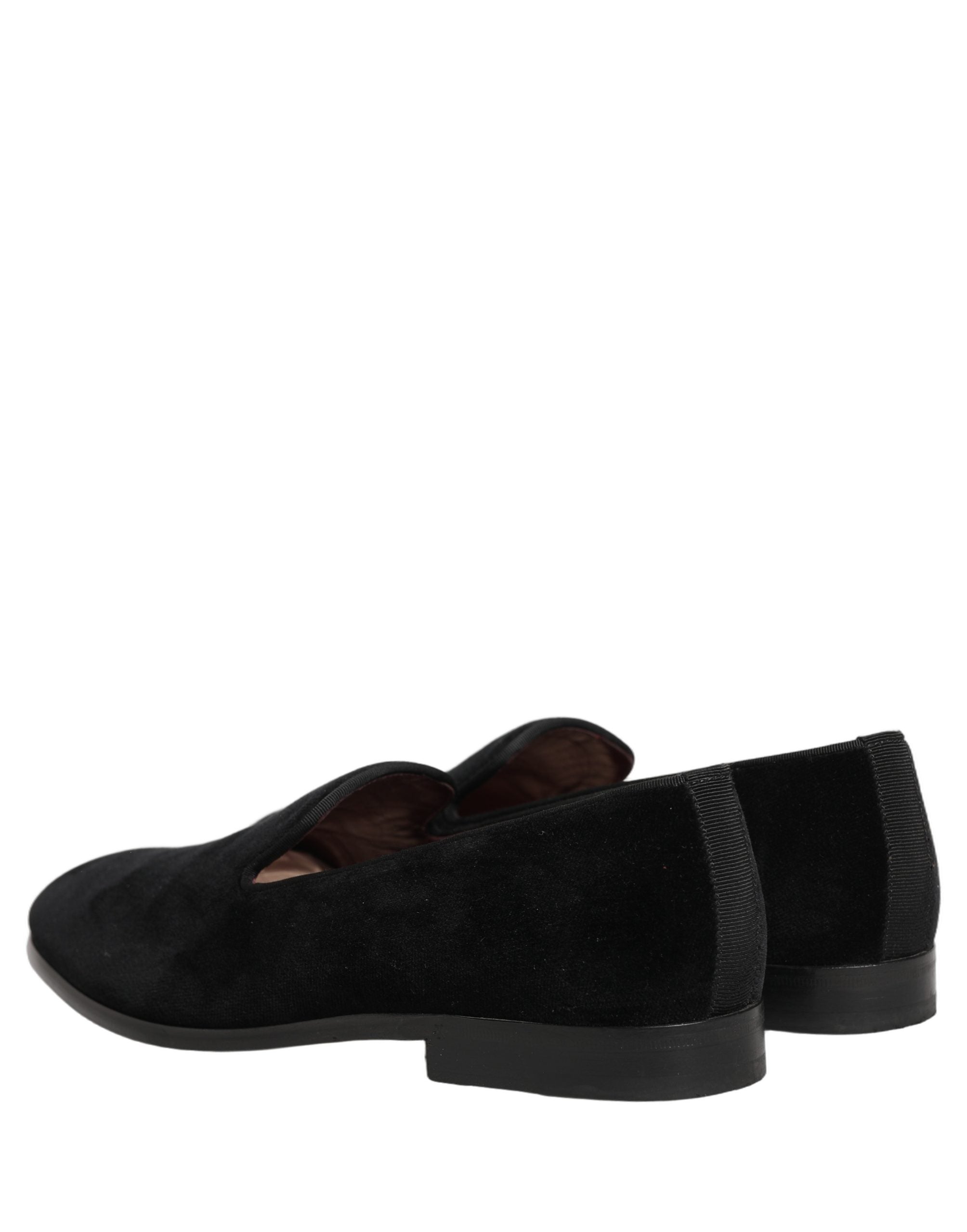 Dolce & Gabbana Black Velvet Cotton Loafers Formal Dress Shoes