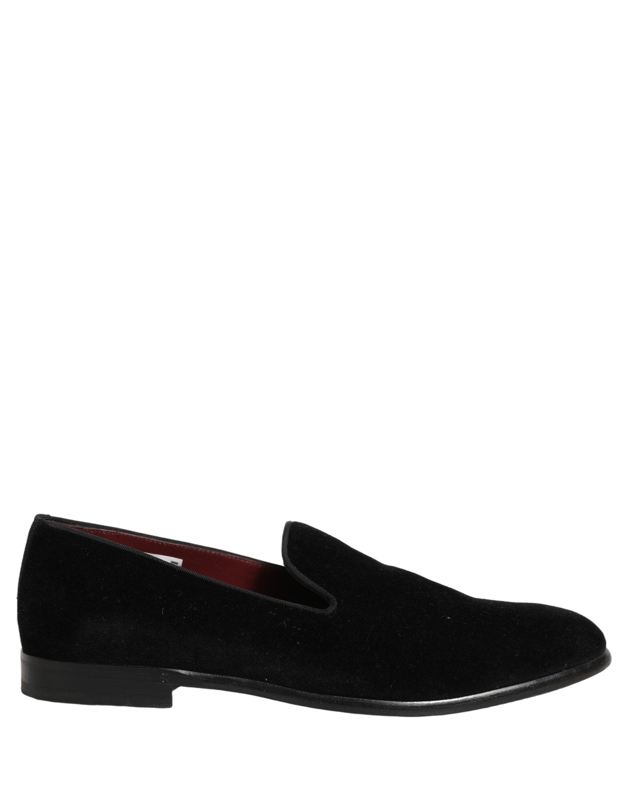 Dolce & Gabbana Black Velvet Cotton Loafers Formal Dress Shoes