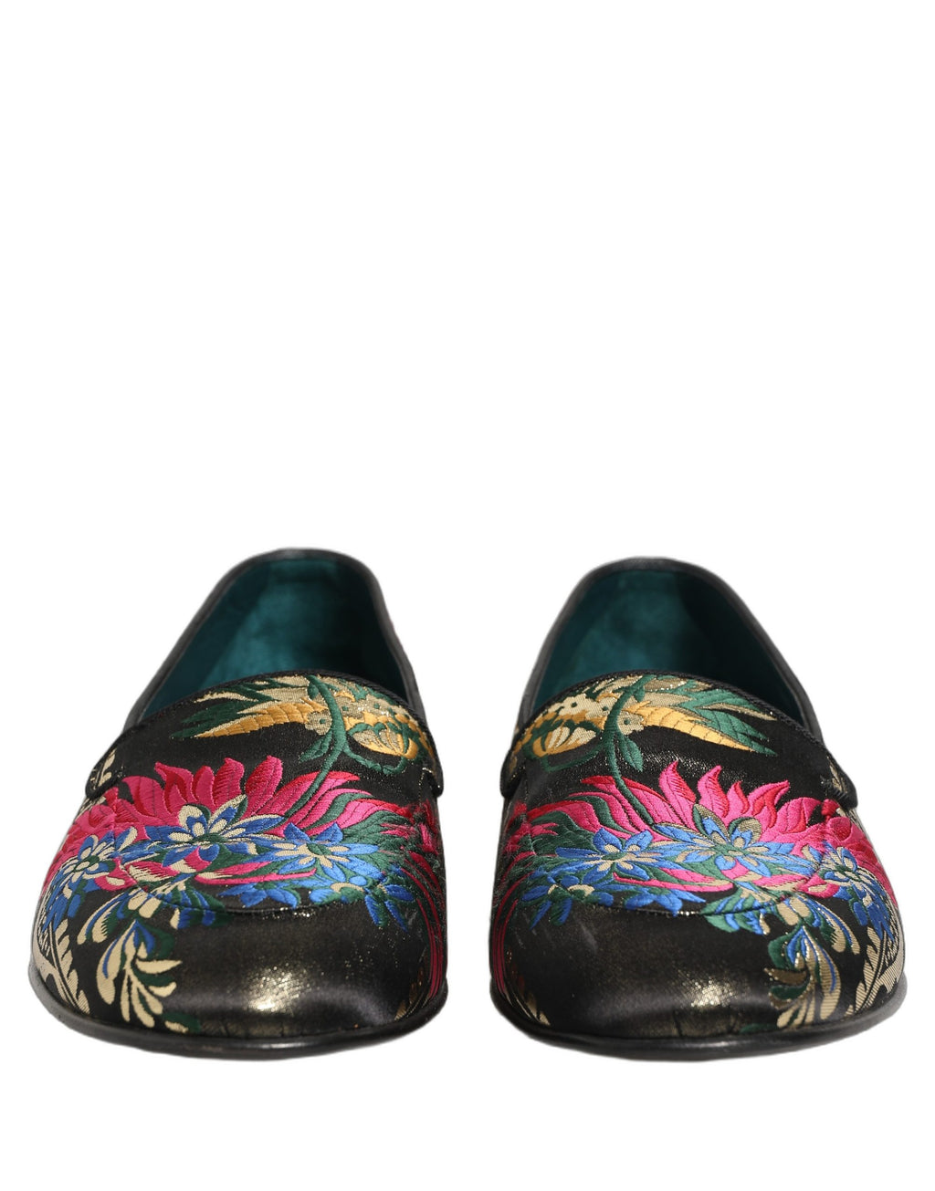 Dolce & Gabbana Black Jacquard Floral Loafers Men Dress Shoes