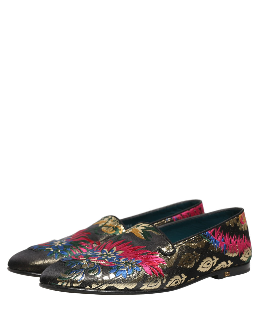 Dolce & Gabbana Black Jacquard Floral Loafers Men Dress Shoes