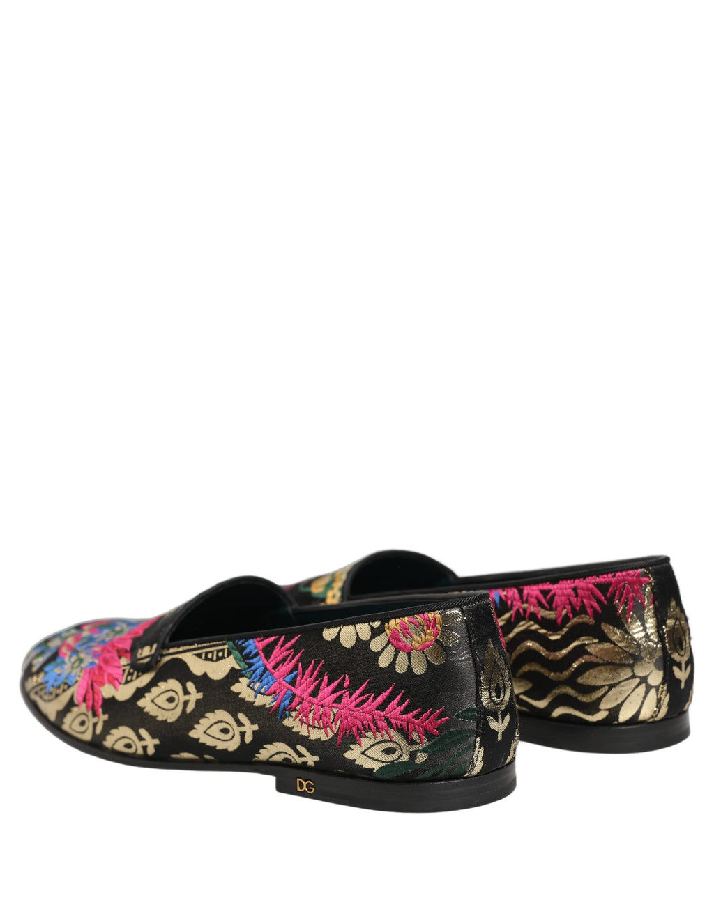 Dolce & Gabbana Black Jacquard Floral Loafers Men Dress Shoes