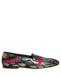 Dolce & Gabbana Black Jacquard Floral Loafers Men Dress Shoes