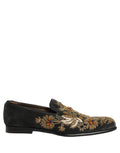 Dolce & Gabbana Black Velvet Embellished Dress Loafers Shoes