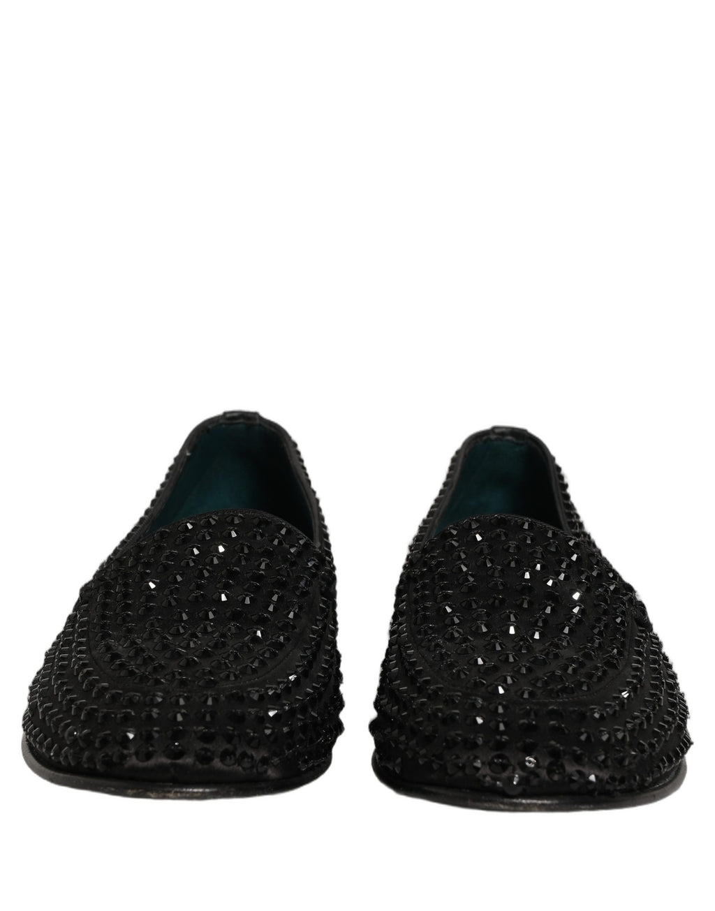 Dolce & Gabbana Black Rhinestone Embellished Loafers Shoes