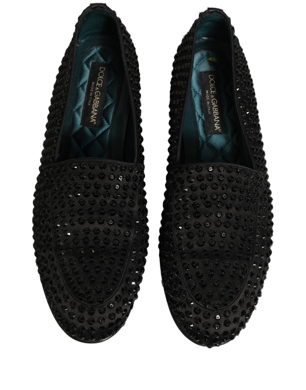 Dolce & Gabbana Black Rhinestone Embellished Loafers Shoes
