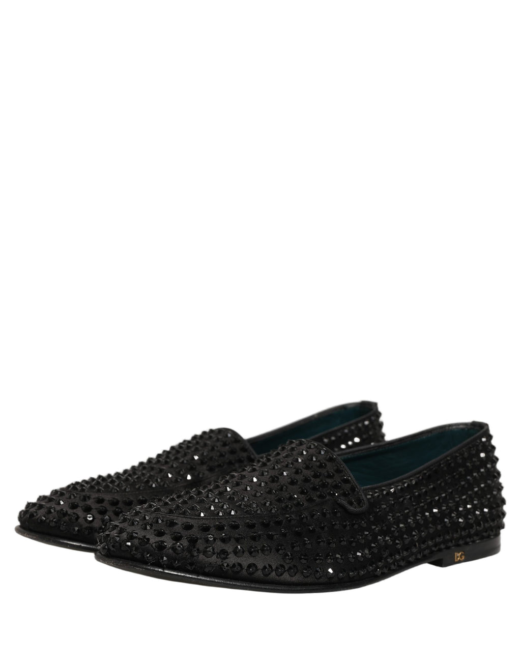 Dolce & Gabbana Black Rhinestone Embellished Loafers Shoes