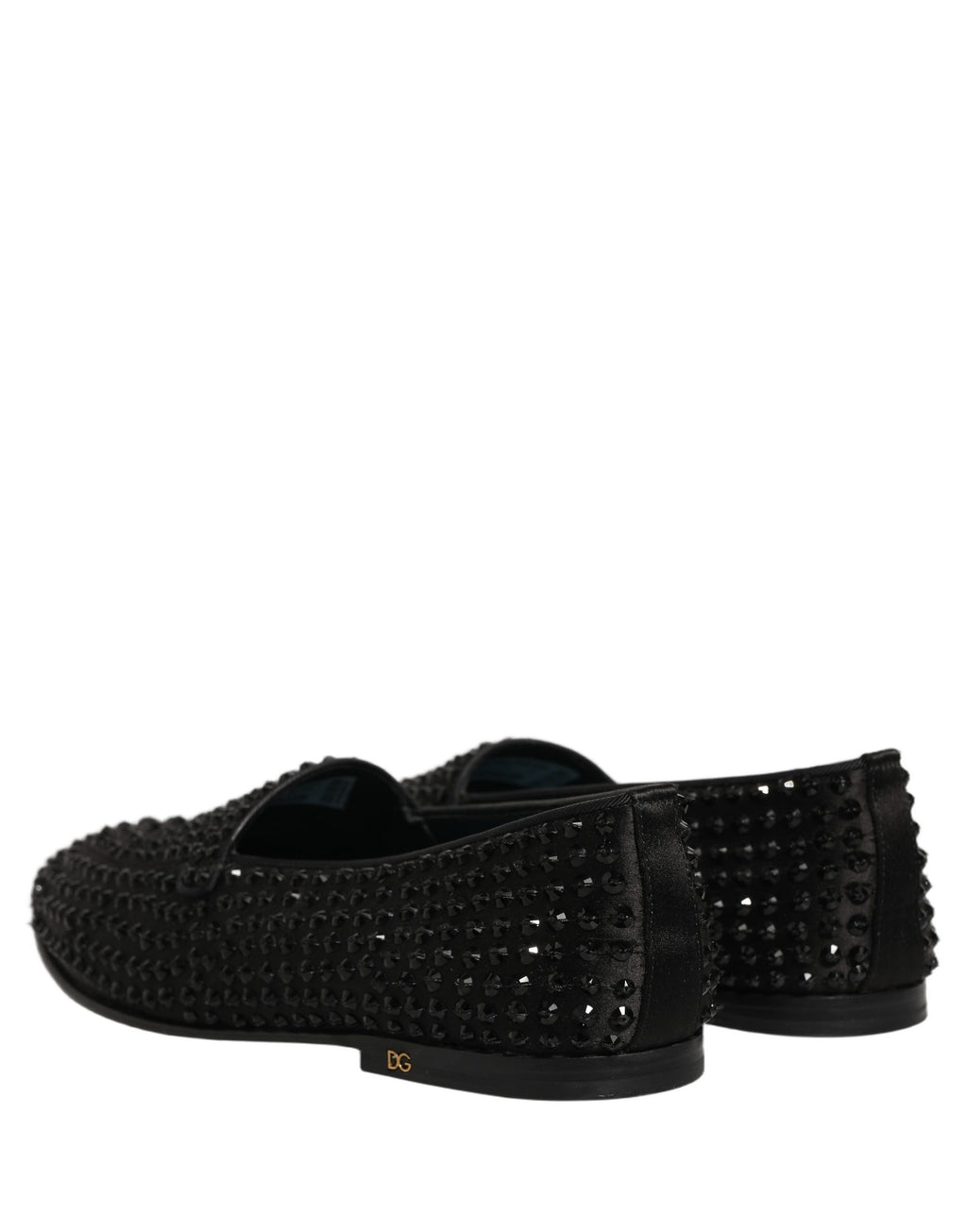 Dolce & Gabbana Black Rhinestone Embellished Loafers Shoes