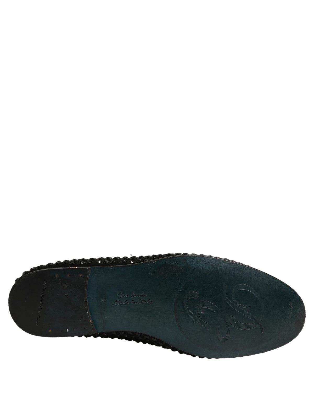 Dolce & Gabbana Black Rhinestone Embellished Loafers Shoes