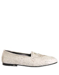 Dolce & Gabbana White Satin Embellished Dress Loafers Shoes