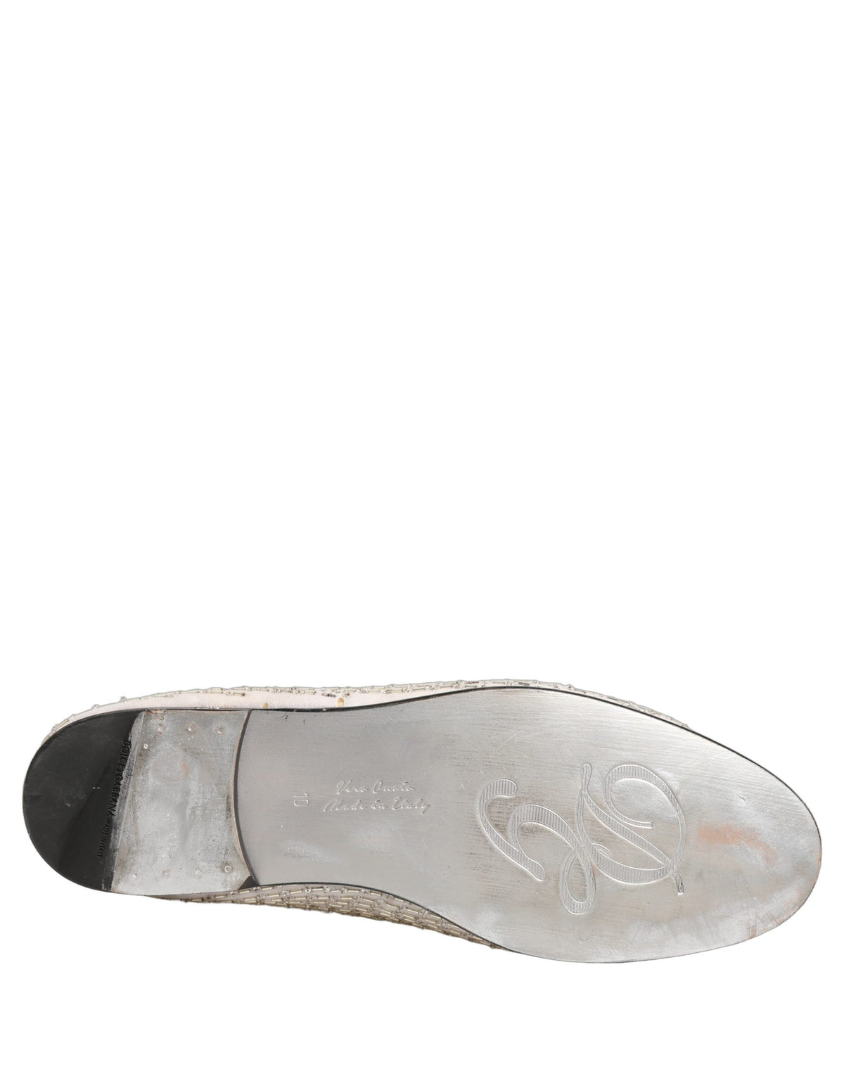 Dolce & Gabbana White Satin Embellished Dress Loafers Shoes