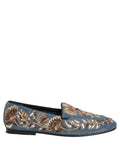 Dolce & Gabbana Blue Velvet Embellished Dress Loafers Shoes