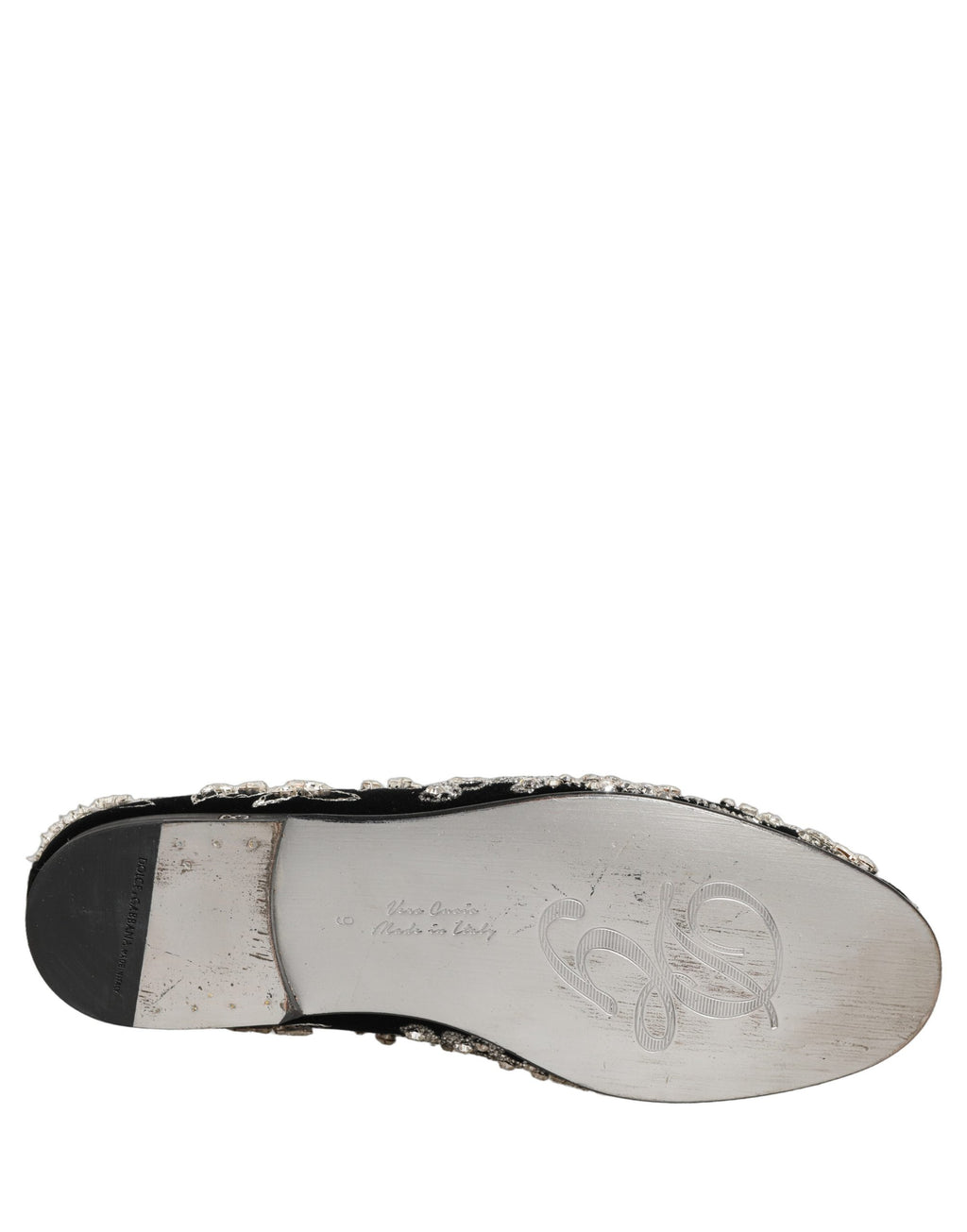 Dolce & Gabbana Black Velvet Embellished Dress Loafers Shoes