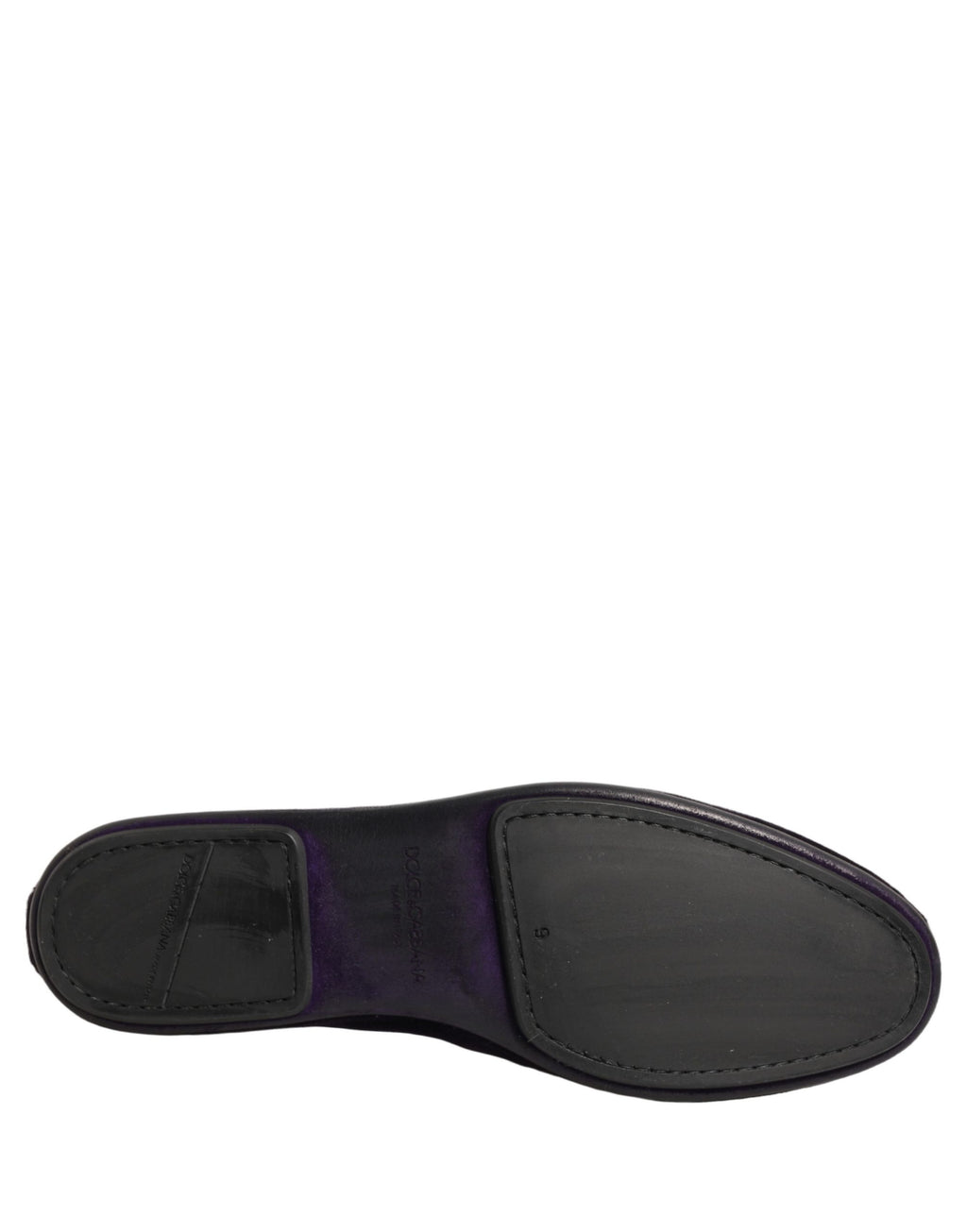 Dolce & Gabbana Purple Velvet Crown Embroidery Loafers Shoes
