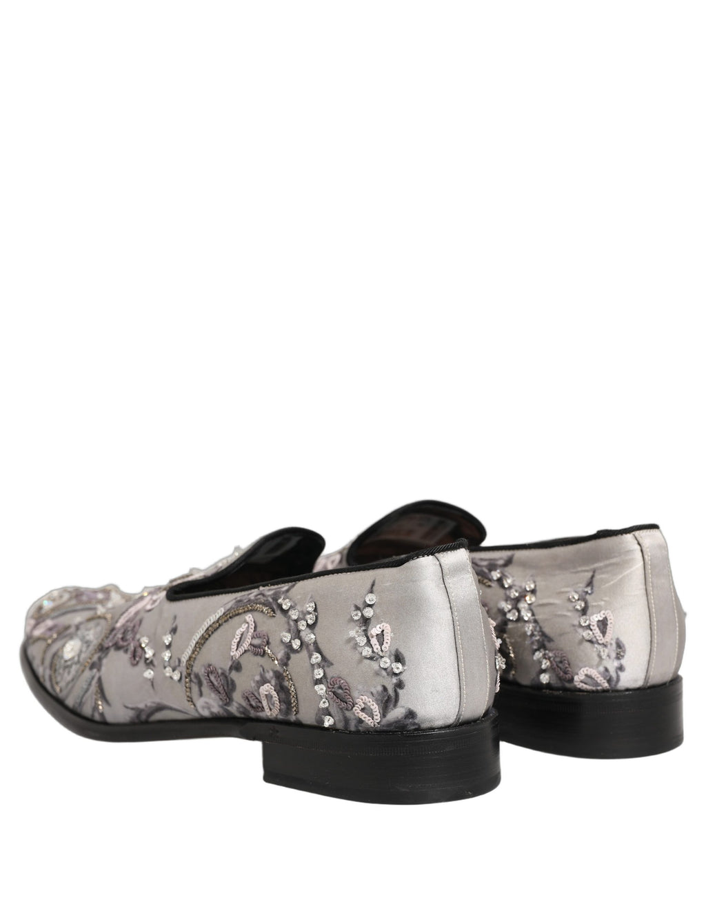 Dolce & Gabbana White Sequined Formal Slip On Loafers Shoes