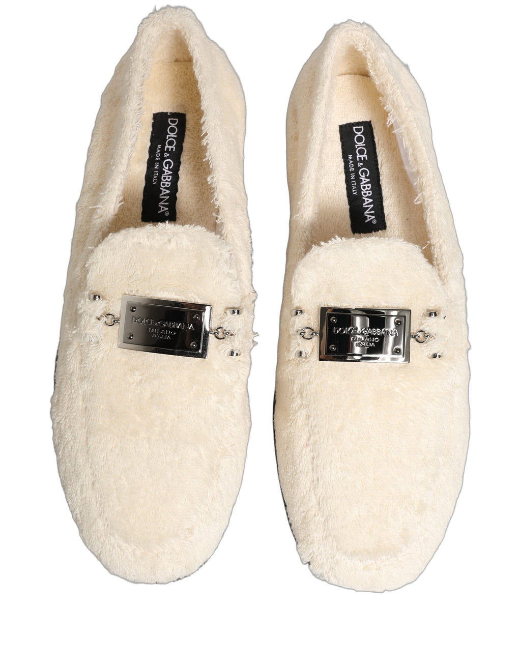 Dolce & Gabbana White Fur Shearling Men Dress Loafers Shoes