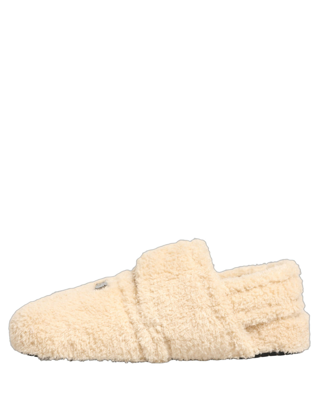 Dolce & Gabbana Beige Faux Fur Flats Men Slides Sandals Shoes