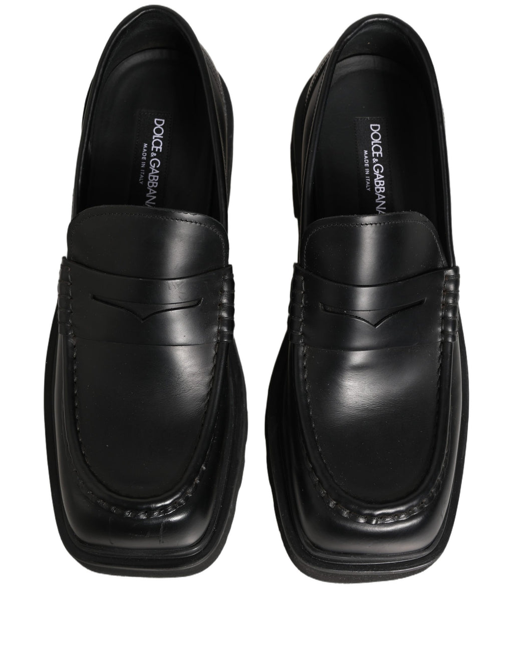 Dolce & Gabbana Black Calfskin Leather Men Dress Loafers Shoes