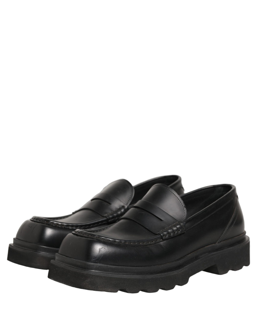 Dolce & Gabbana Black Calfskin Leather Men Dress Loafers Shoes