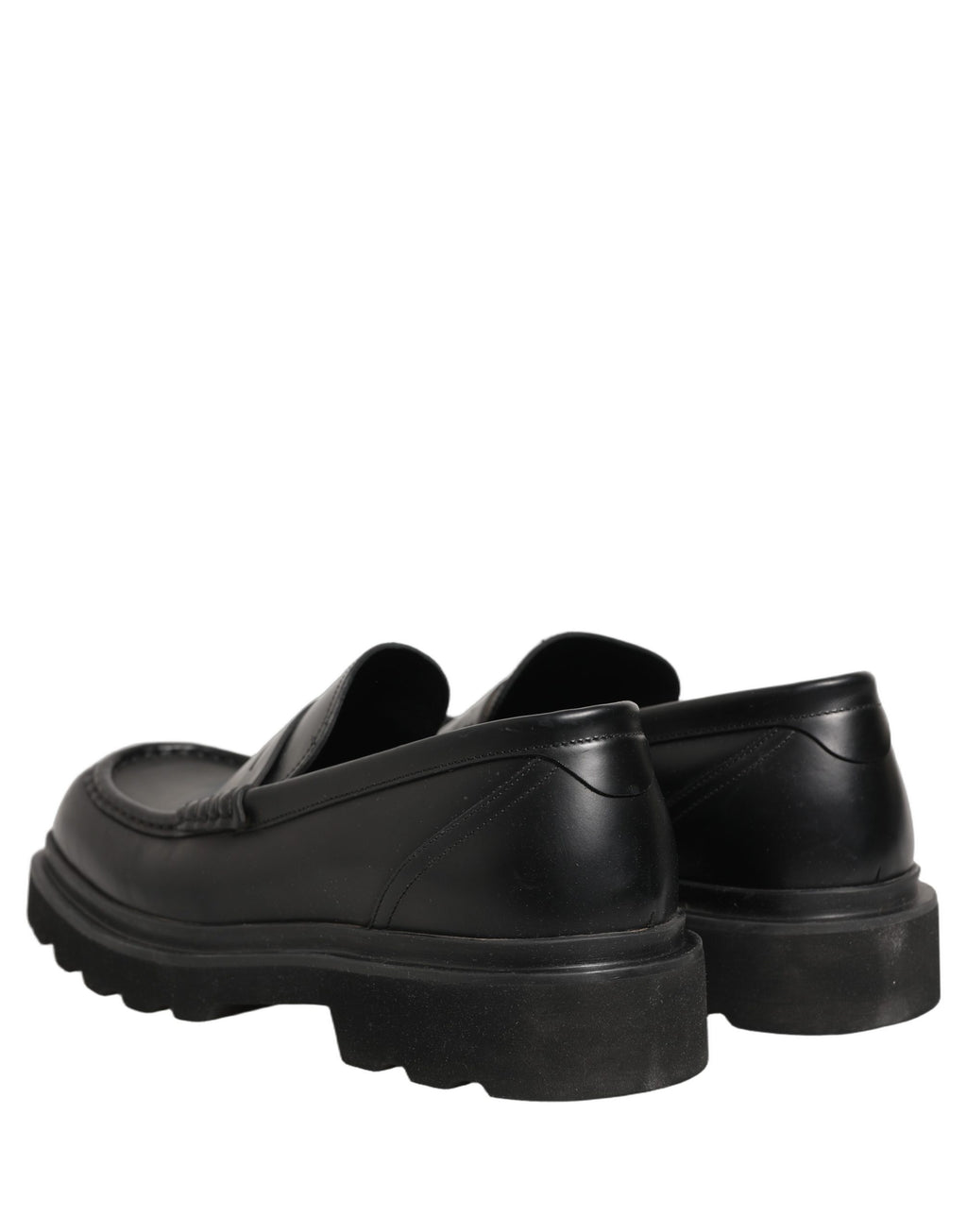 Dolce & Gabbana Black Calfskin Leather Men Dress Loafers Shoes