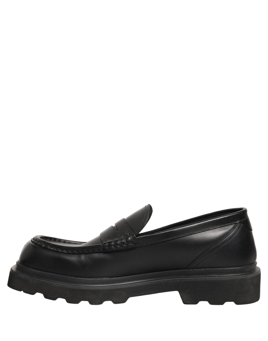 Dolce & Gabbana Black Calfskin Leather Men Dress Loafers Shoes