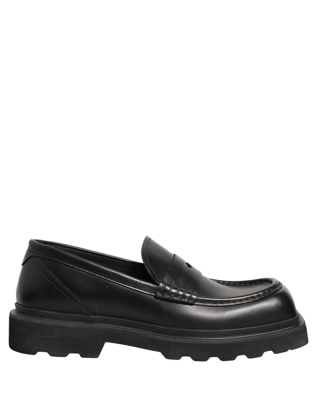 Dolce & Gabbana Black Calfskin Leather Men Dress Loafers Shoes